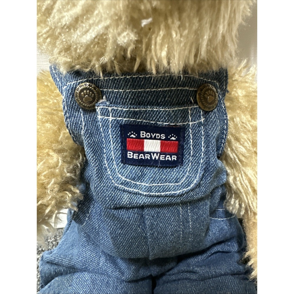 Boyds Bears Billy Bob Bruin with Frog Denim Overalls - Picture 3 of 5